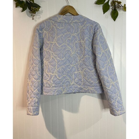 Bagatelle New York Quilted Light Blue Jacket With Embroidered Floral Size Medium - Picture 4 of 9